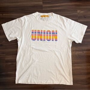 UNION Boutique T Shirt - Men’s XL - White with Pink/Yellow